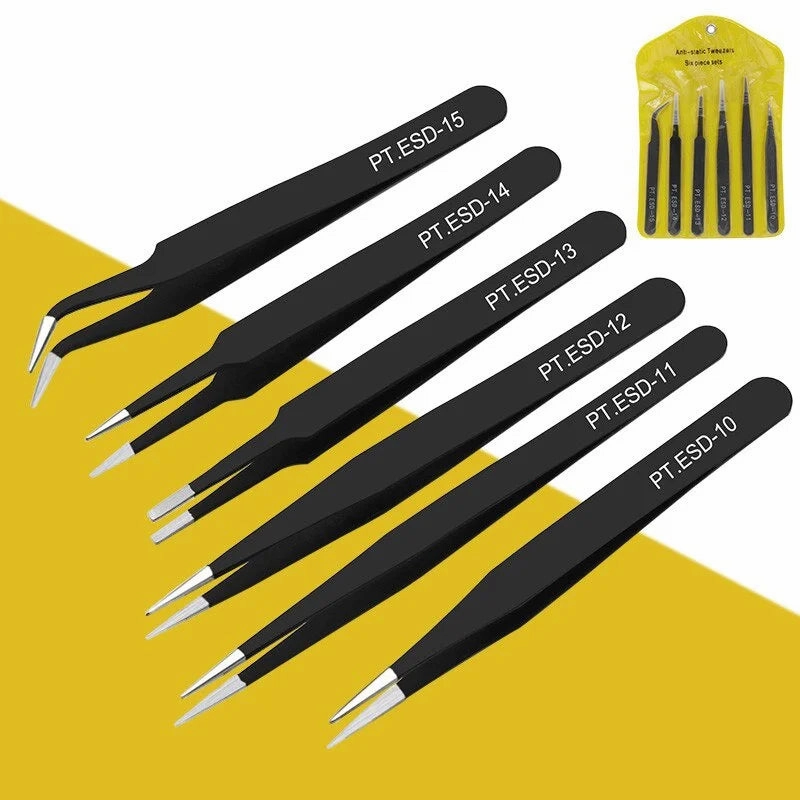 10Pcs Dismantling Pry Bar ESD Tweezer Tool Set Anti-static Precision Tweezer Tools