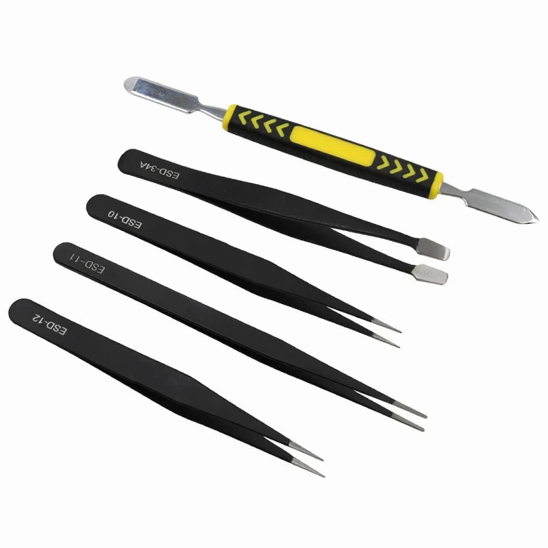10Pcs Dismantling Pry Bar ESD Tweezer Tool Set Anti-static Precision Tweezer Tools
