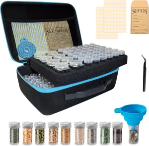 114 Slots Seed Storage Organizer Box with 20 Envelopes, Large Capacity Seed Storage Container with Zipper Bag, Label Stickers, Tweezers, Funnel, Garden Seeds Saver Kit for Vegetable, Flower