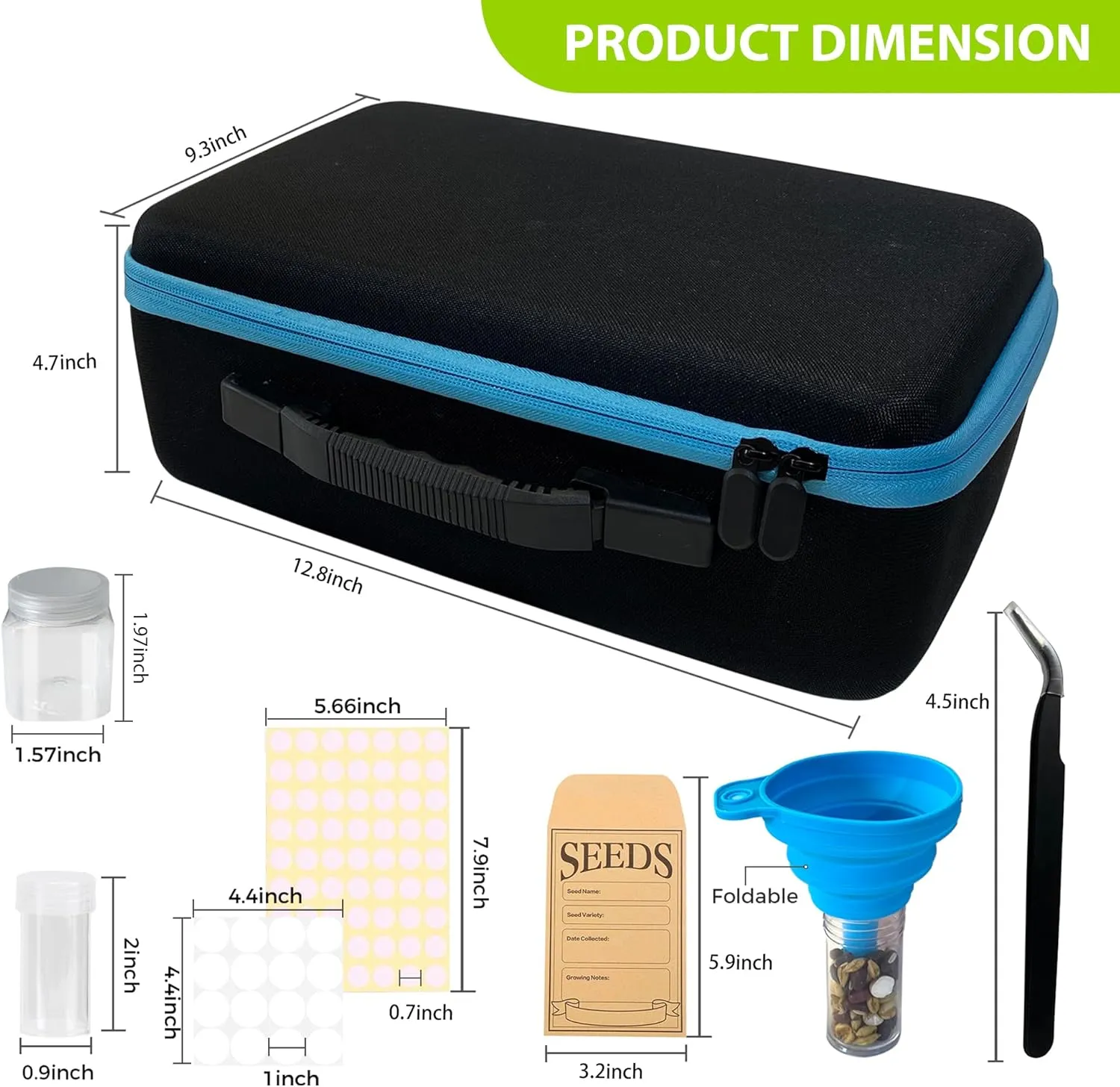 114 Slots Seed Storage Organizer Box with 20 Envelopes, Large Capacity Seed Storage Container with Zipper Bag, Label Stickers, Tweezers, Funnel, Garden Seeds Saver Kit for Vegetable, Flower