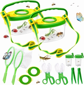 12Pcs Bug Catcher for Kids,Kids Bug Catching Kit with Bug Collector Butterfly Net Tweezer Bug Tongs Magnifying Glass Bug Jar,Toddler Bug Habitat Outdoor Explore Toys Bug Collection