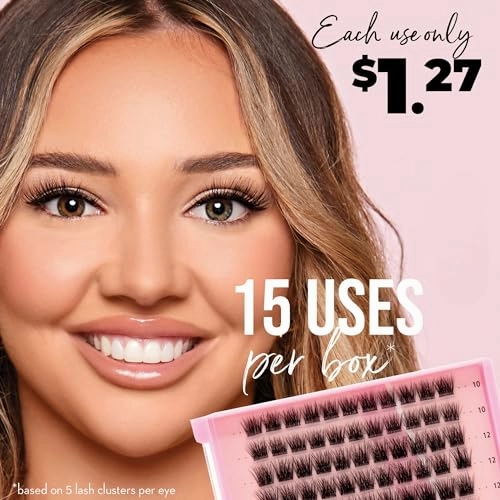 154 Pc DIY Luxe Eyelash Cluster Glam Volume,Fluffy 3D Individual Natural Lash Eyelash Clusters,10-18mm Soft Lashes