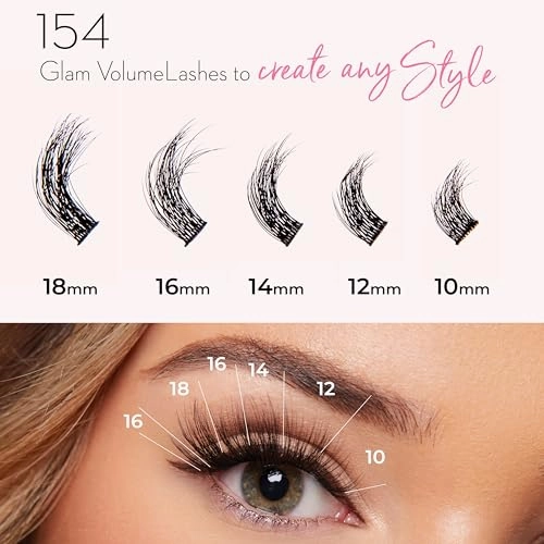154 Pc DIY Luxe Eyelash Cluster Glam Volume,Fluffy 3D Individual Natural Lash Eyelash Clusters,10-18mm Soft Lashes