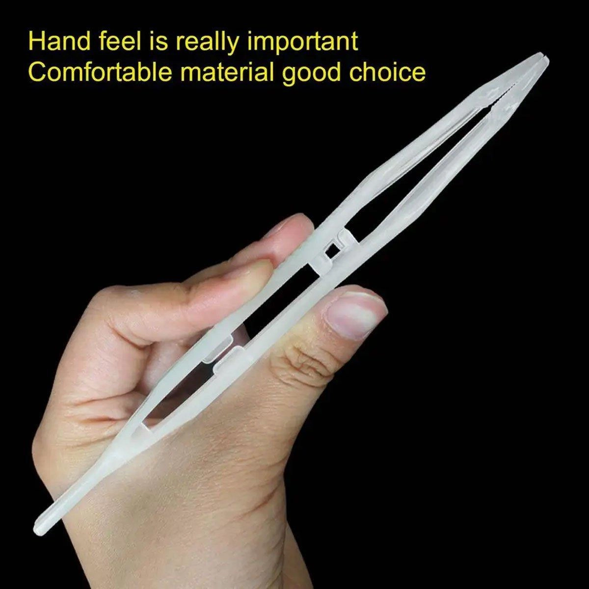 18cm Plastic Luminous Tweezer Feeding Tongs Straight for Reptile Feeder White