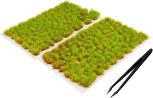 190 Pcs Static Grass Model Grass Tufts Railway Artificial Grass Miniature Grass Tuft Terrain Kit for DIY Model Railway Fairy Garden Diorama Scenery (Set B)