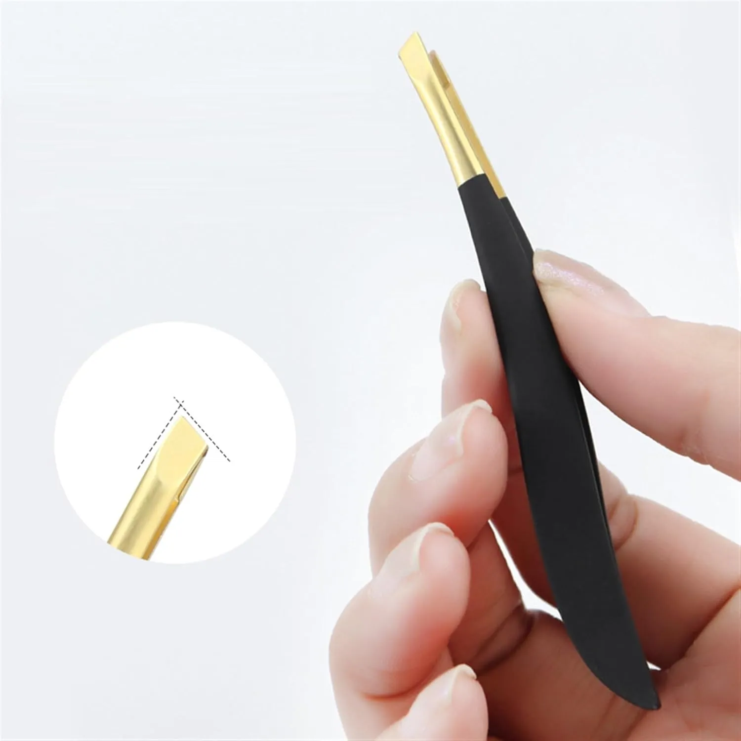 1Pc Professional Stainless Steel Eye Brow Eyebrow Tweezers Clip Gold Women Beauty Makeup Tools (Color : BlackGold, Size : 1SIZE) (Blacksilver 1SIZE)