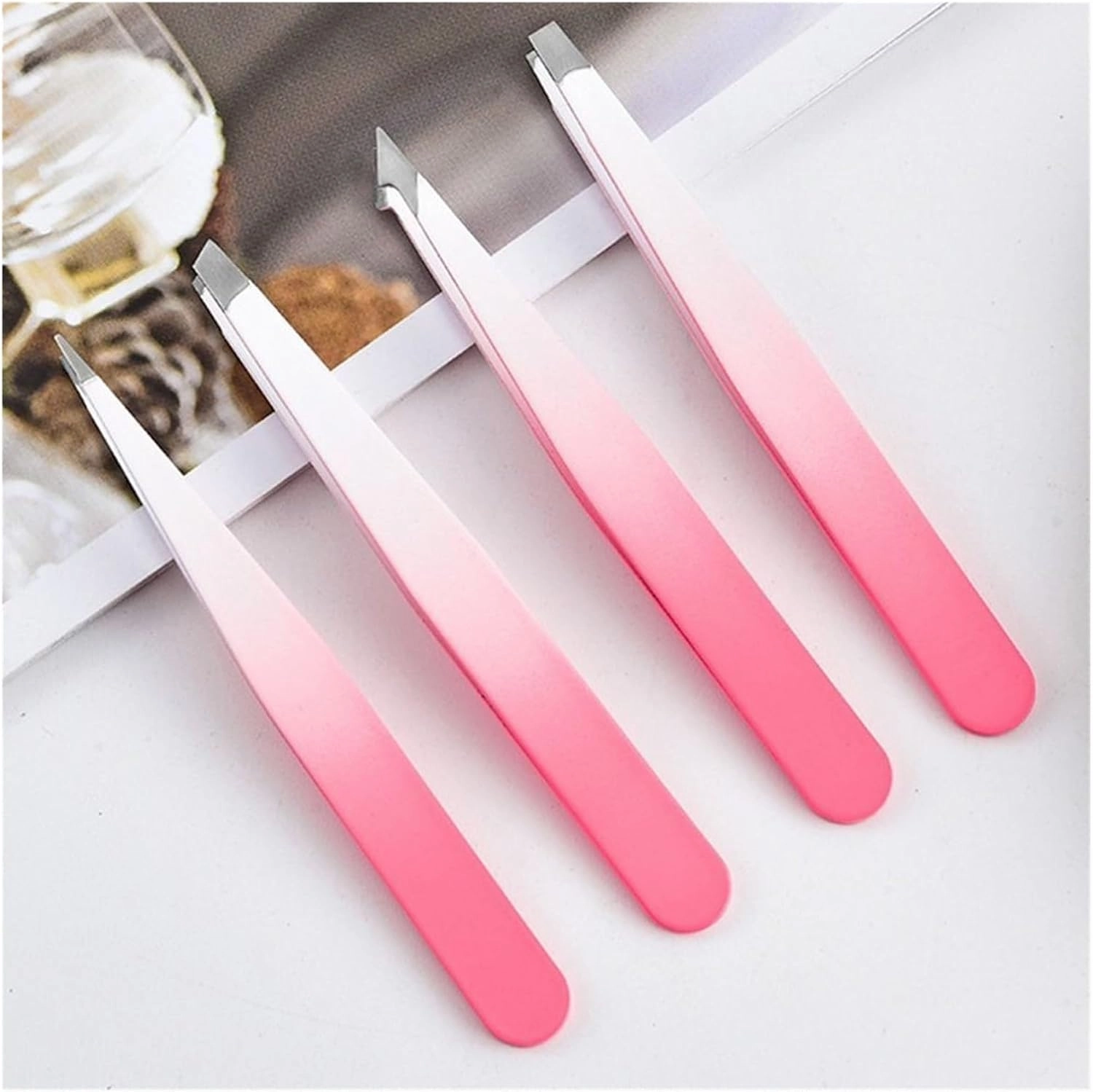 1PC Eyebrow Pliers Stainless Steel Eye Brow Tweezer Flat/Oblique Mouth Tip Slant Tip Point Women Makeup Tool(03)
