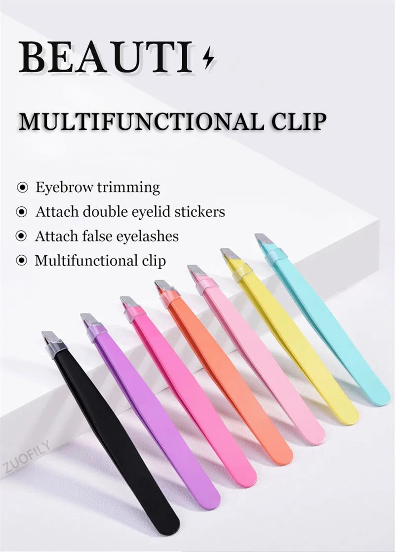 1pc Stainless Steel Eyebrow Tweezer Face Hair Removal Tweezers Colorful Makeup Eyelash Tweezer Eye Brow Clips Makeup Tools