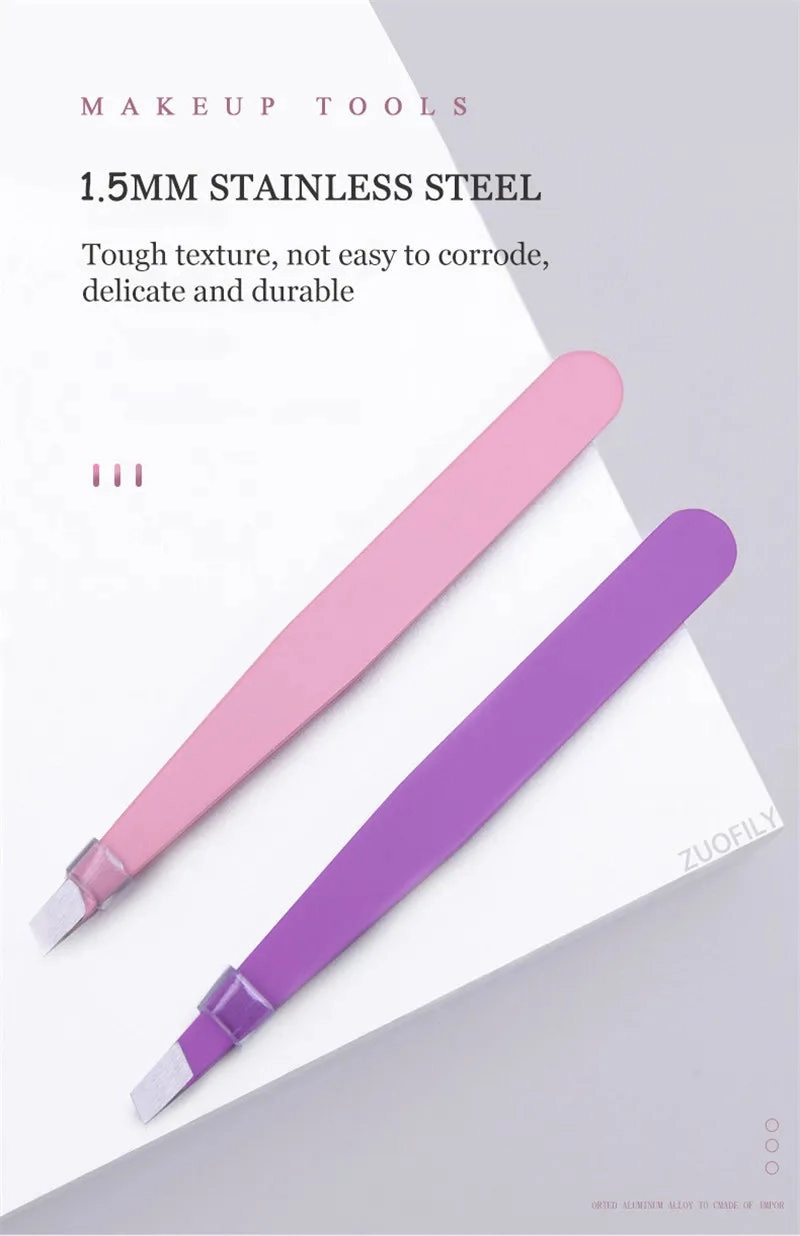 1pc Stainless Steel Eyebrow Tweezer Face Hair Removal Tweezers Colorful Makeup Eyelash Tweezer Eye Brow Clips Makeup Tools