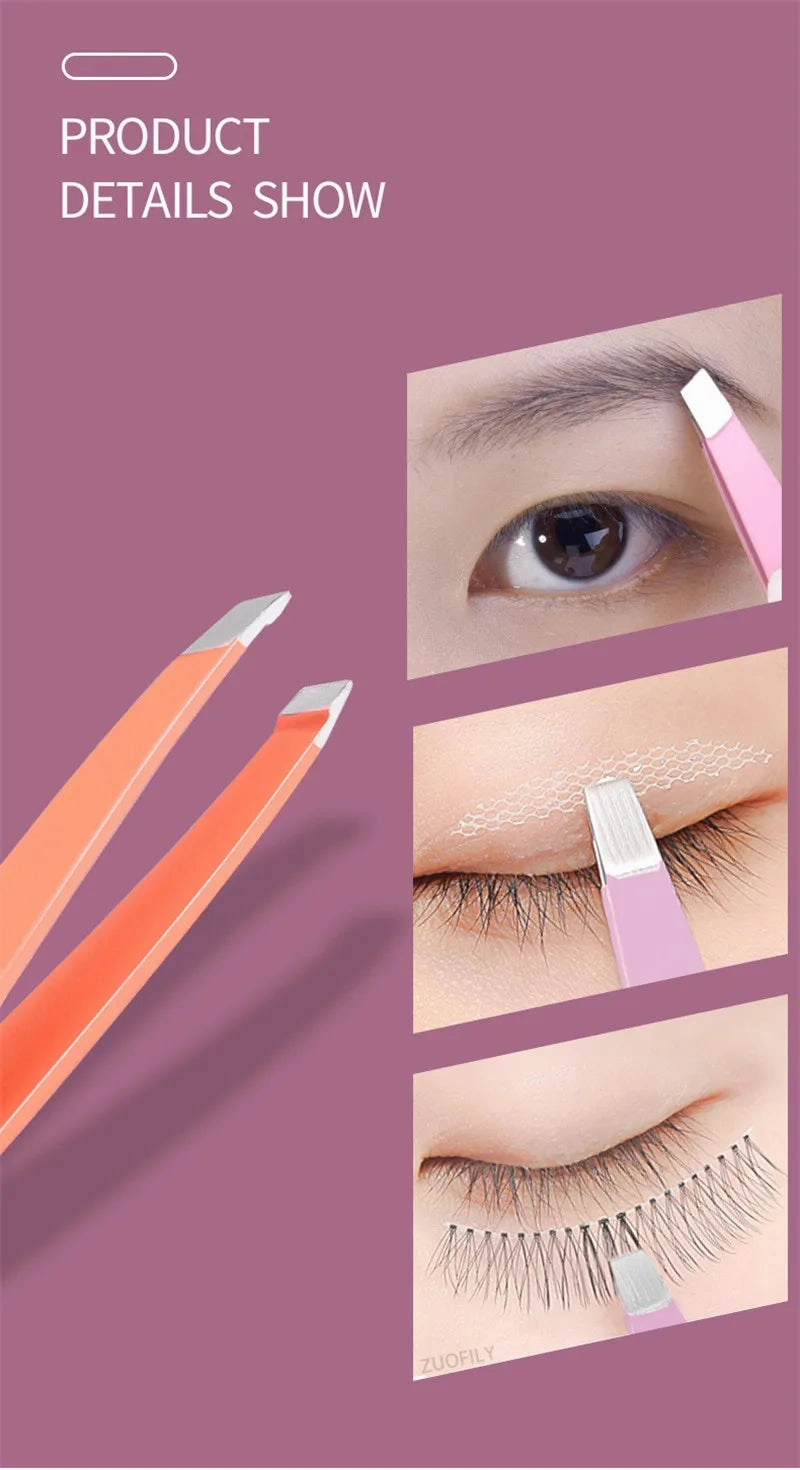 1pc Stainless Steel Eyebrow Tweezer Face Hair Removal Tweezers Colorful Makeup Eyelash Tweezer Eye Brow Clips Makeup Tools