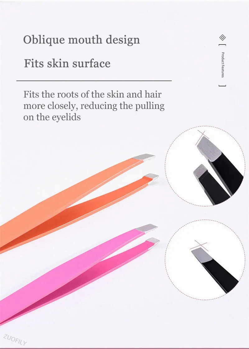1pc Stainless Steel Eyebrow Tweezer Face Hair Removal Tweezers Colorful Makeup Eyelash Tweezer Eye Brow Clips Makeup Tools