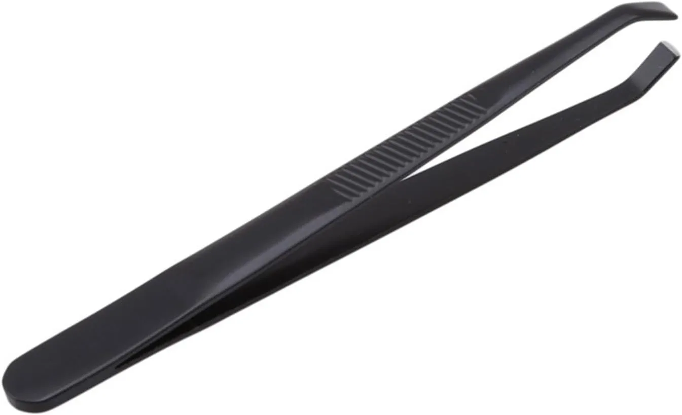 1PCS Eyebrow Tweezers Facial Hair Removal Clip Stainless Steel Flat Slant Tip Eyebrow Eyelash Makeup Tweezer Beauty Tools(Black)