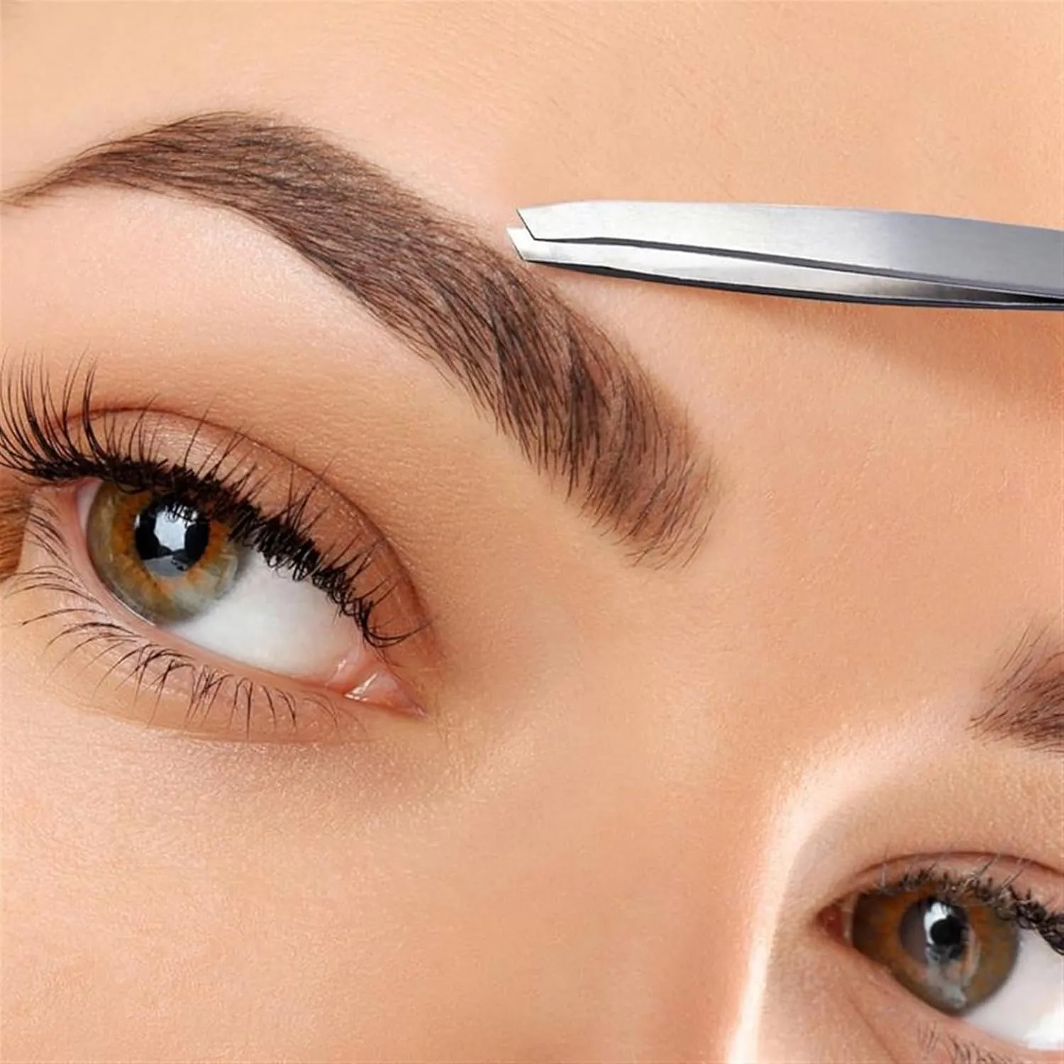 1Pcs Stainless Steel Eyebrow Tweezer Slant Tip Eyebrow Tweezer Tweezer Makeup Tool (Silver 1SIZE)