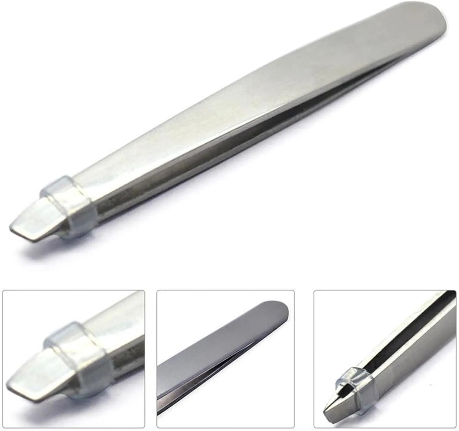1Pcs Stainless Steel Eyebrow Tweezer Slant Tip Eyebrow Tweezer Tweezer Makeup Tool (Silver 1SIZE)