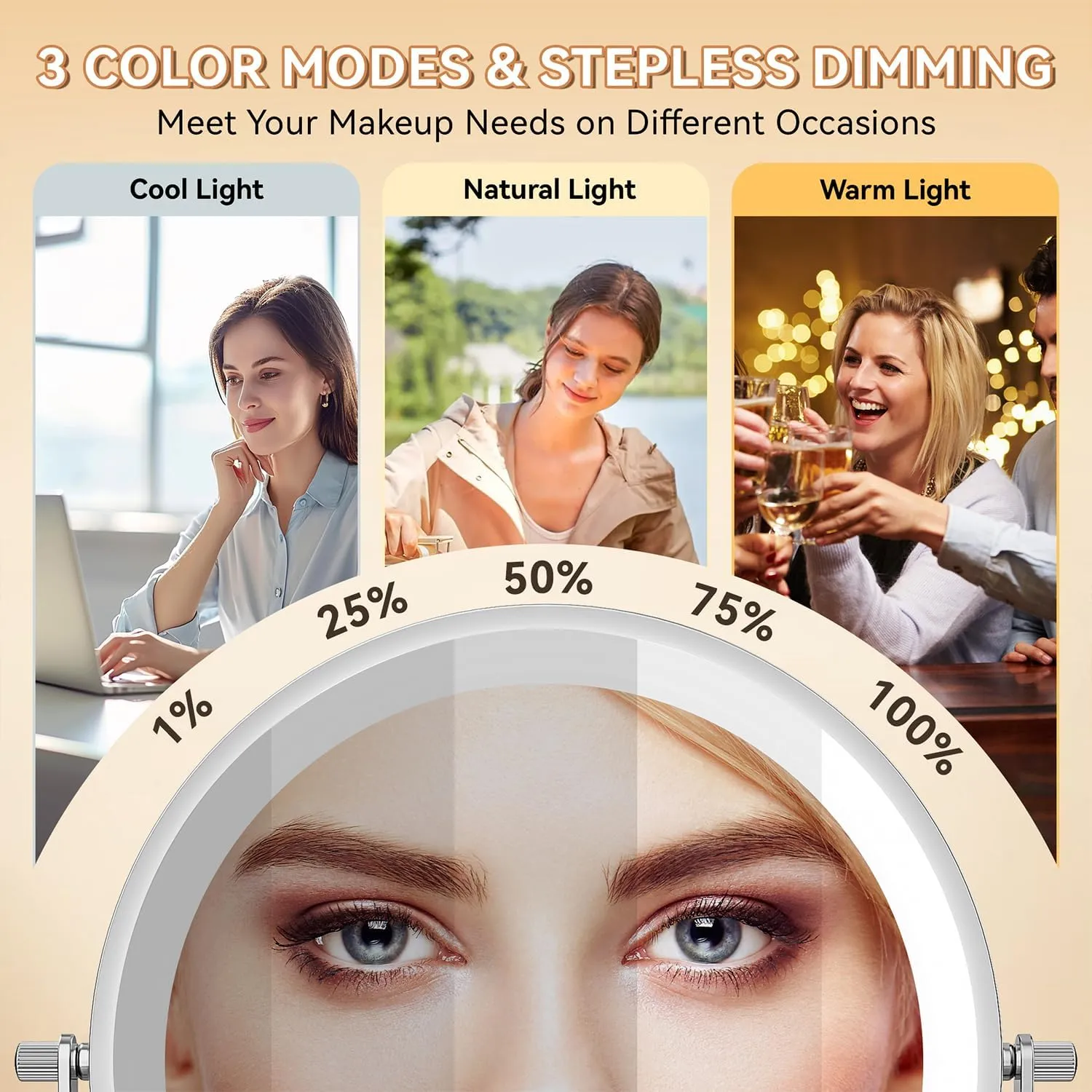 1X/20X Wall Mounted Makeup Mirror With Light, 8" Double-Sided Magnifying Mirror with Tweezer, 3 Color Lights Touch Dimmable Vanity Mirror with 360° Extension Rotation Foldable 14.5 Inch Arm, Chrome