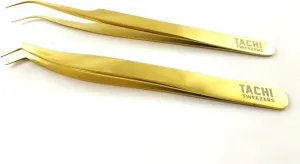 2 Pieces Dolphin-shaped and Curved Tip Tweezers Nipper for Eyelash Extensions, Stainless Steel Tweezers Precision Set Professional Tweezer for False Lash, for Single Lash and 3D-6D Volume Lashes