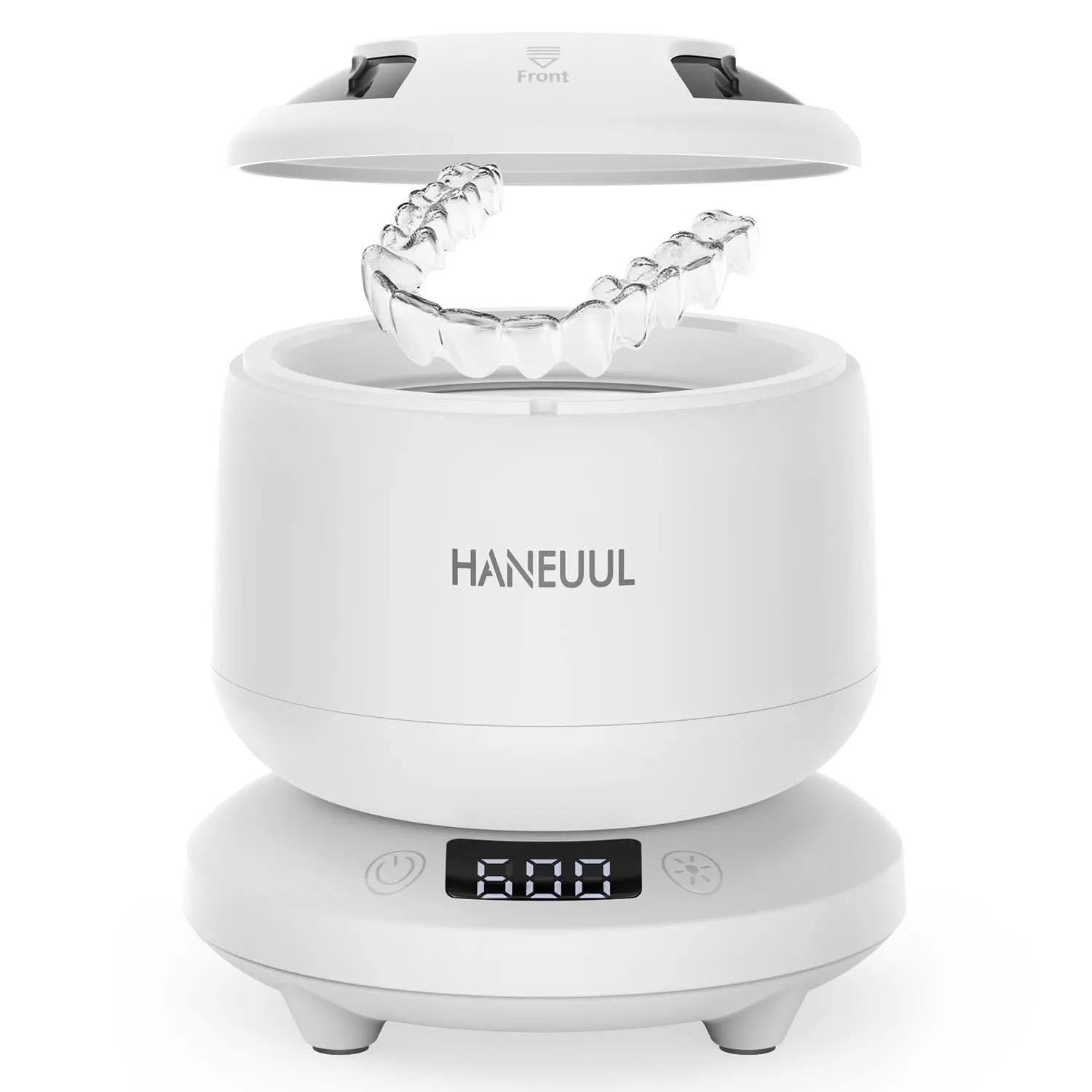 2025 Ultrasonic Retainer Cleaner for Dentures & Aligner, Durable Removable Base and Top Cover, Denture Cleaner Machine with 4 Modes for Mouth Guards, Jewelry, Rings, etc (White)