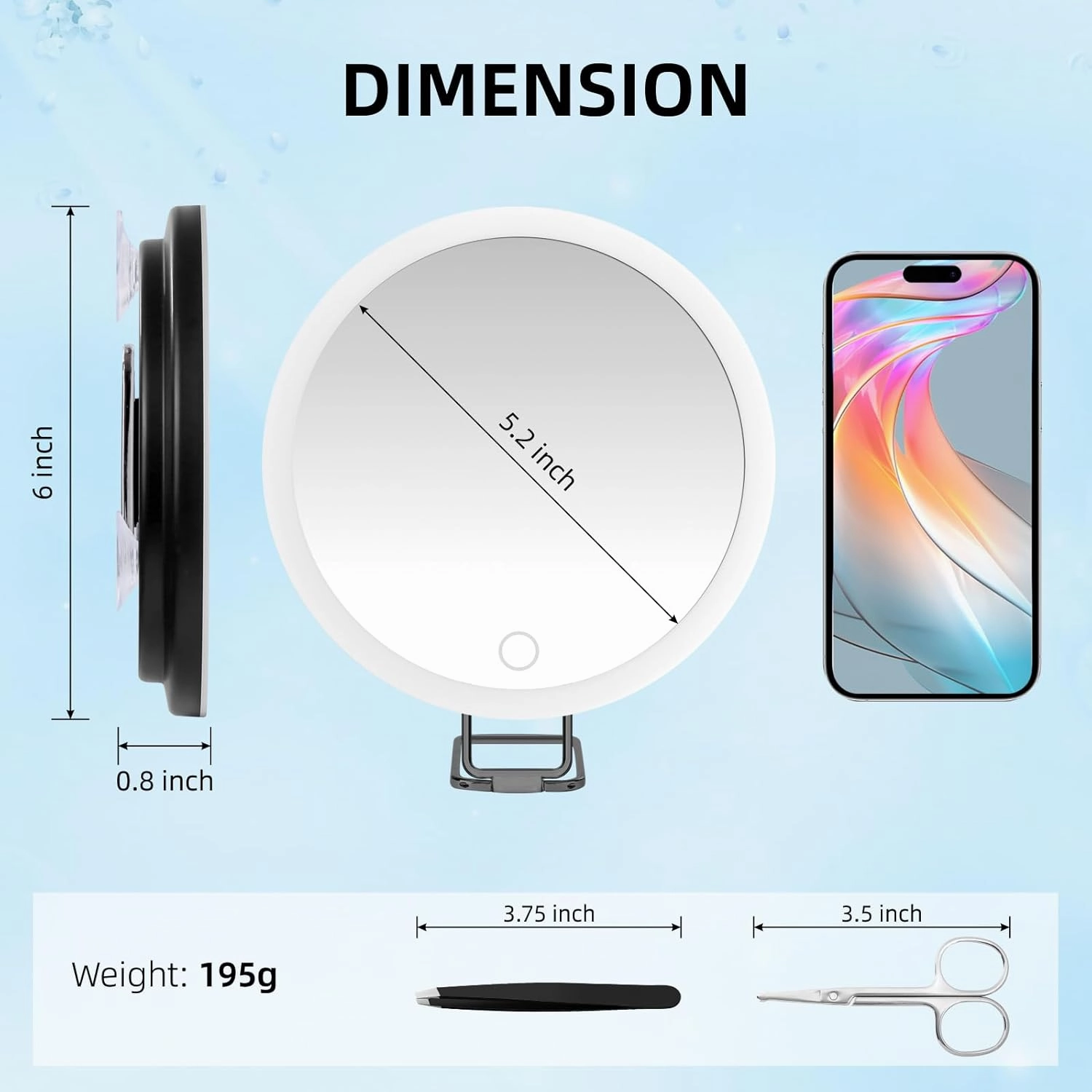 20X Magnifying Mirror with Lights, 6'' Makeup Magnified Mirror 20X High Magnification with Suction Cups & Table Stand, Travel Magnification with Tweezers and Scissors Set for Women/Men