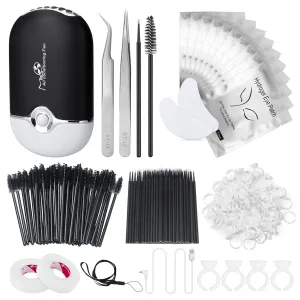 215 Pcs Eyelash Extension Supplies Kit, Modacraft Lash Kit For Eyelash Extensions Beginners USB Air Blower 2 Lash Tweezer 100 Mascara Brush 50 Micro Applicator 50 Ring Cup Holder 2 Tape 10 Eye Gel Pad