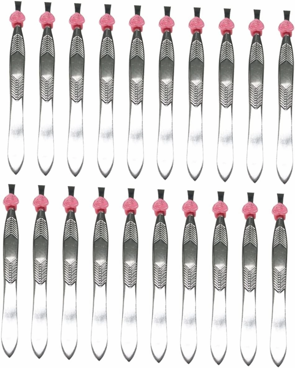 24pcs Stainless Steel Eyebrow Tweezers Slanted Tip Pointed Tip Tweezers for Face Makeup for Women Men