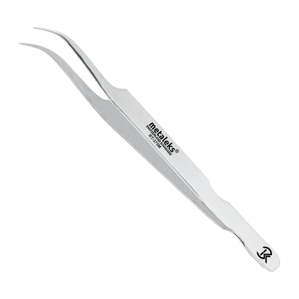 2Pcs Eyelash Extension Tweezers Set Made of Japanese Stainless Steel with Pouch (Mat Finish 2)