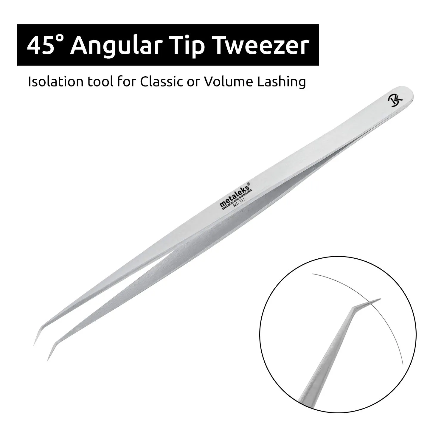2Pcs Eyelash Extension Tweezers Set Made of Japanese Stainless Steel with Pouch (Mat Finish 2)