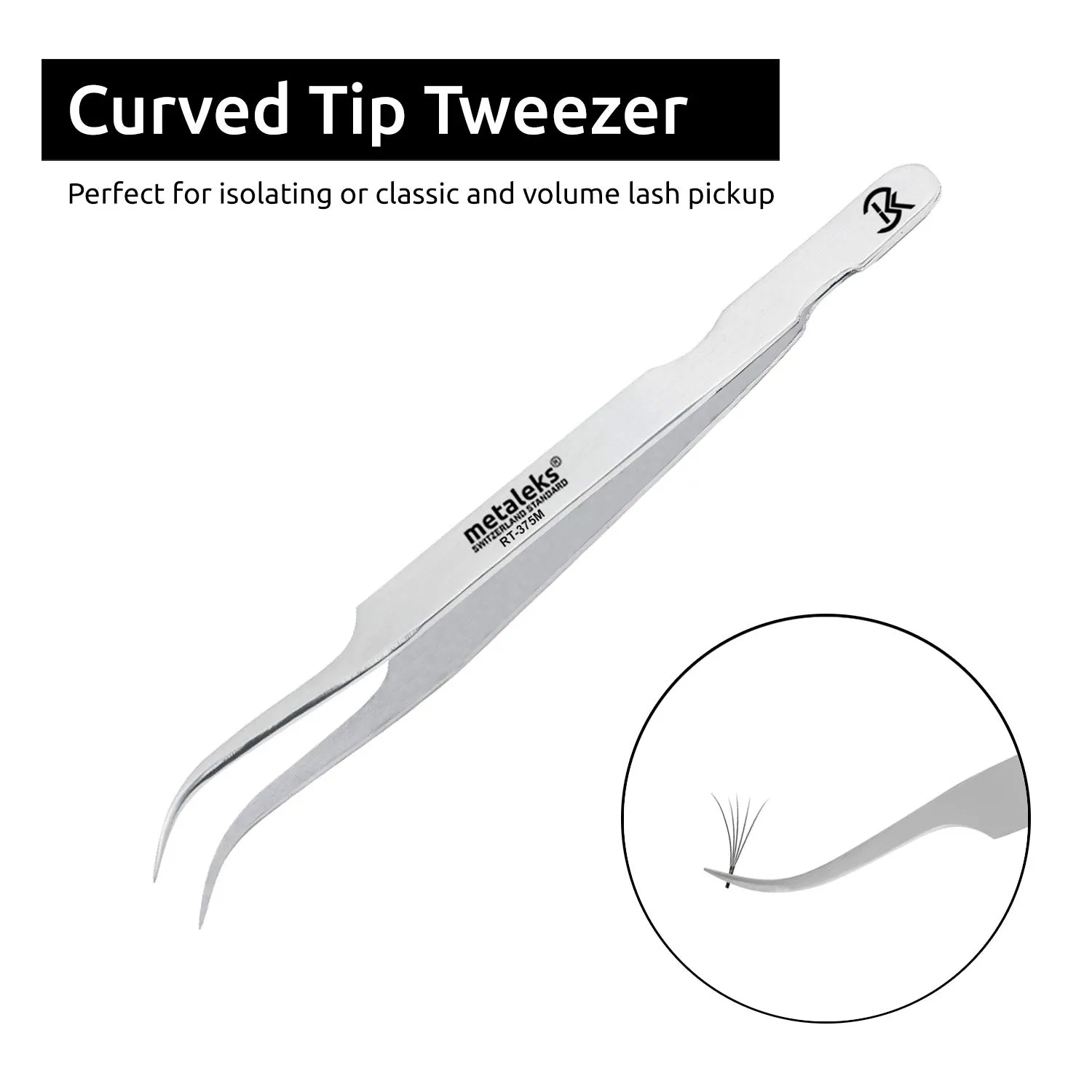 2Pcs Eyelash Extension Tweezers Set Made of Japanese Stainless Steel with Pouch (Mat Finish 2)