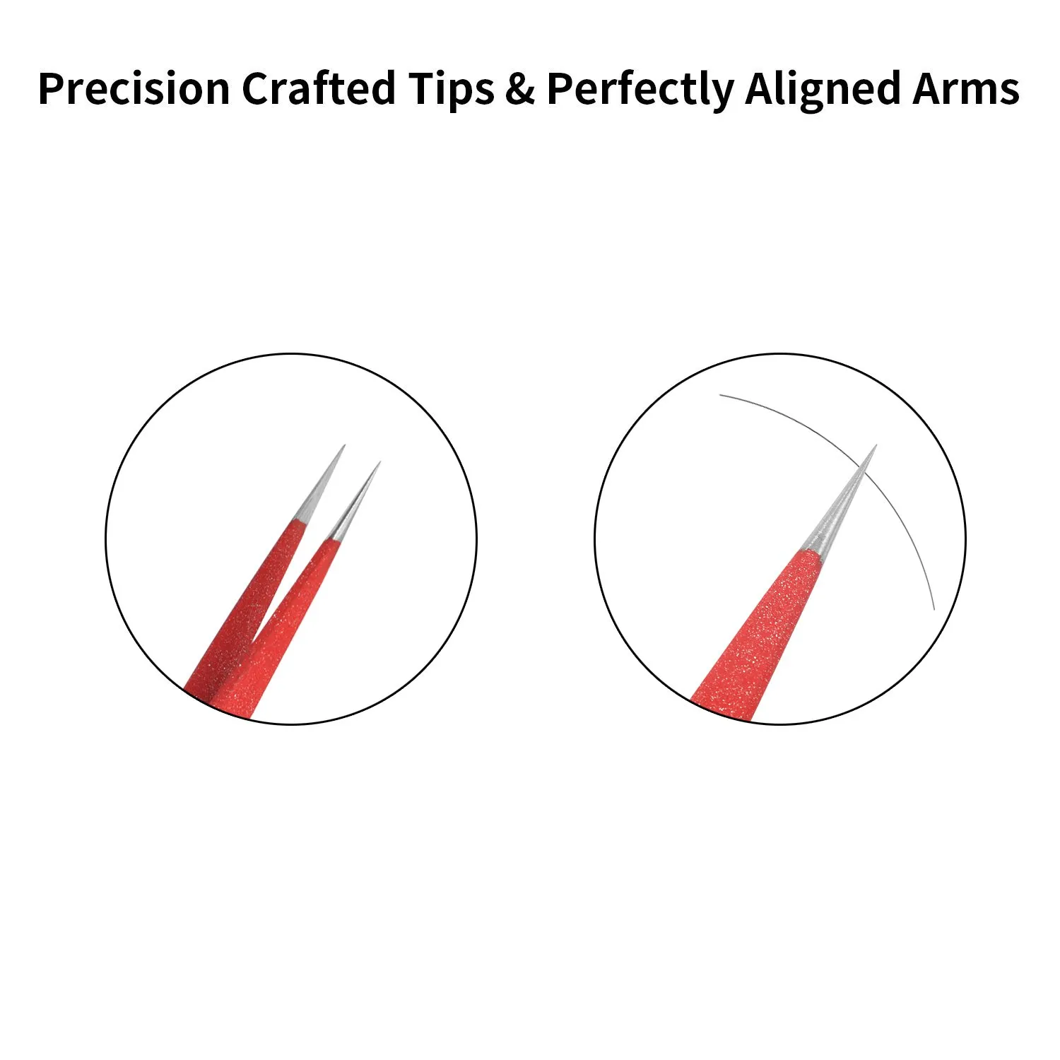 2PCS Eyelash Extension Tweezers Surgical Stainless Steel With Pouch (Red Powder Coated)