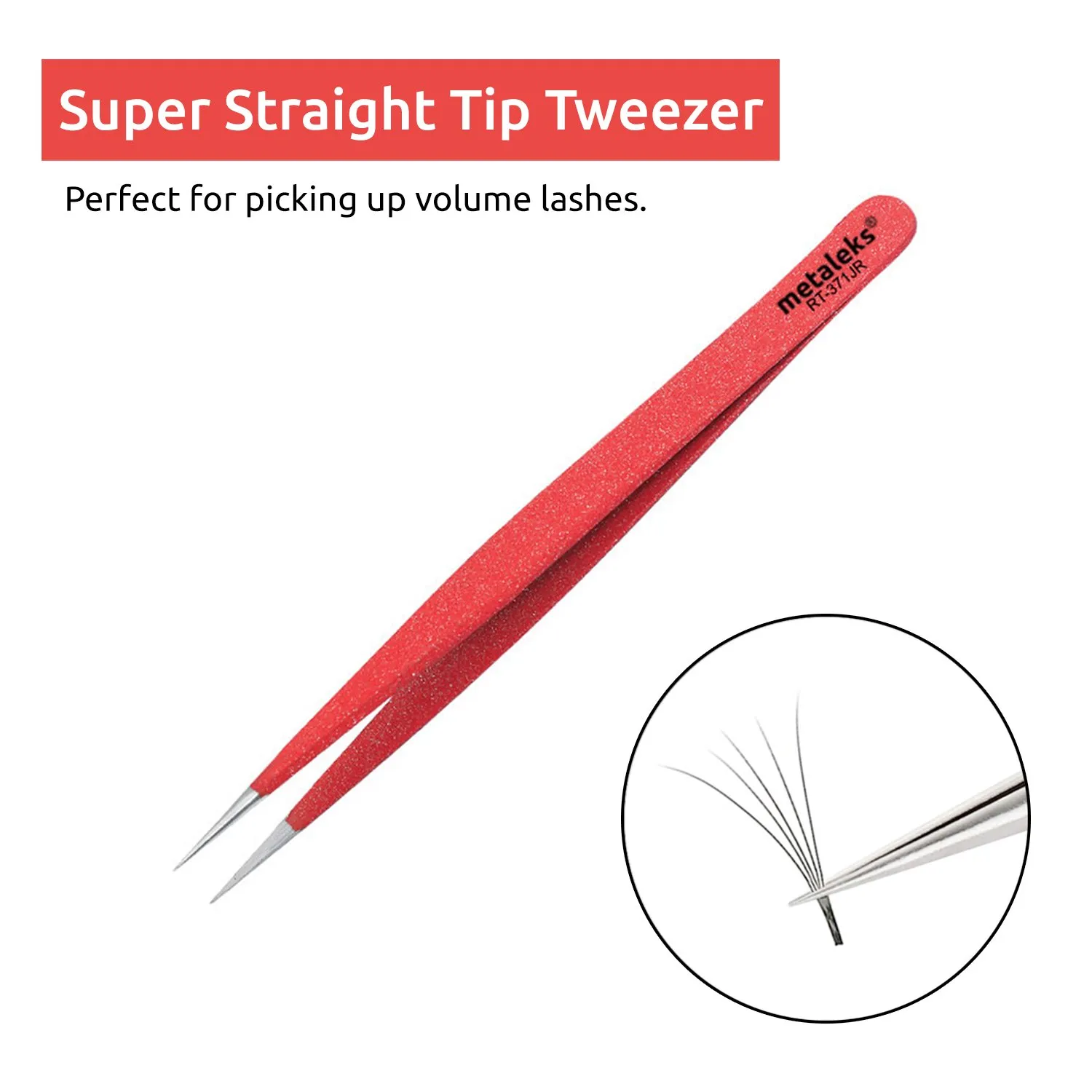 2PCS Eyelash Extension Tweezers Surgical Stainless Steel With Pouch (Red Powder Coated)