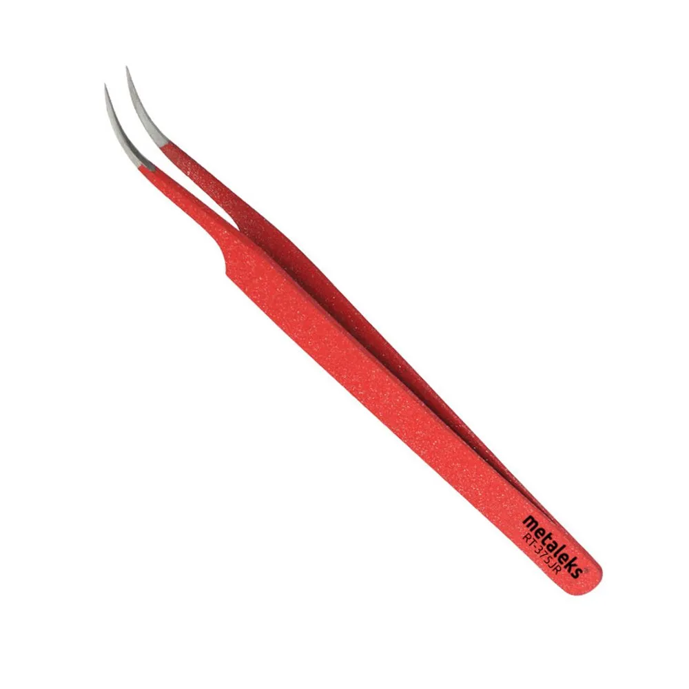 2PCS Eyelash Extension Tweezers Surgical Stainless Steel With Pouch (Red Powder Coated)