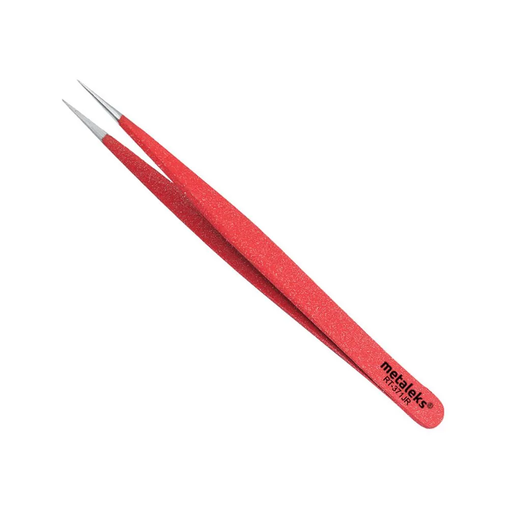 2PCS Eyelash Extension Tweezers Surgical Stainless Steel With Pouch (Red Powder Coated)