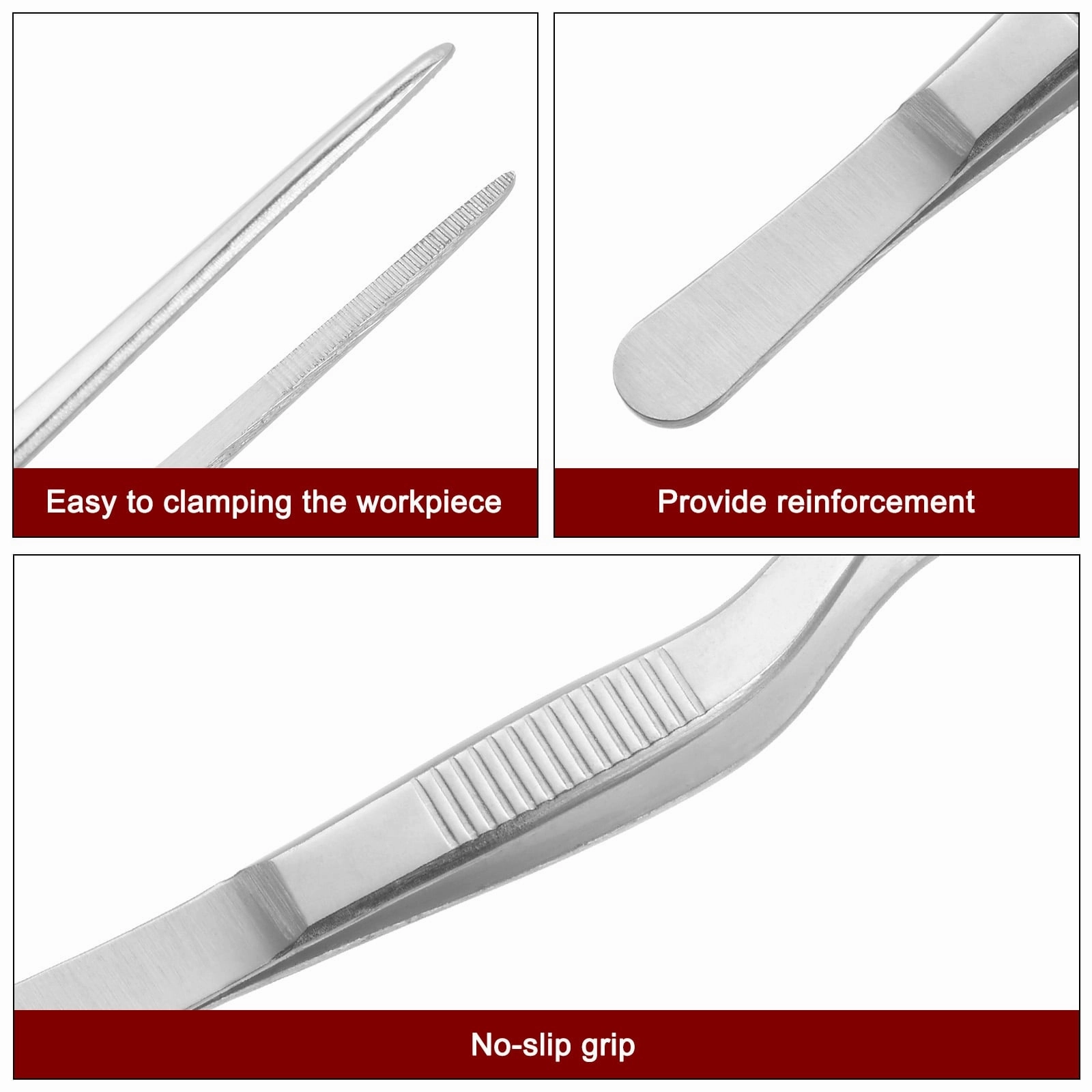 2Pcs Offset Tweezer Tongs Stainless Steel Kitchen Cooking Precision Tweezer - Silver
