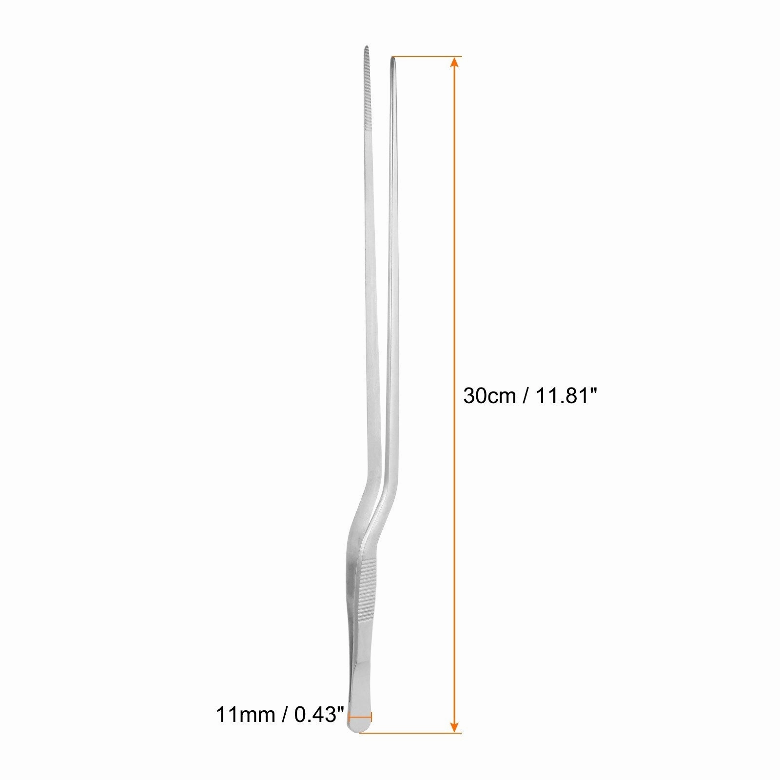 2Pcs Offset Tweezer Tongs Stainless Steel Kitchen Cooking Precision Tweezer - Silver