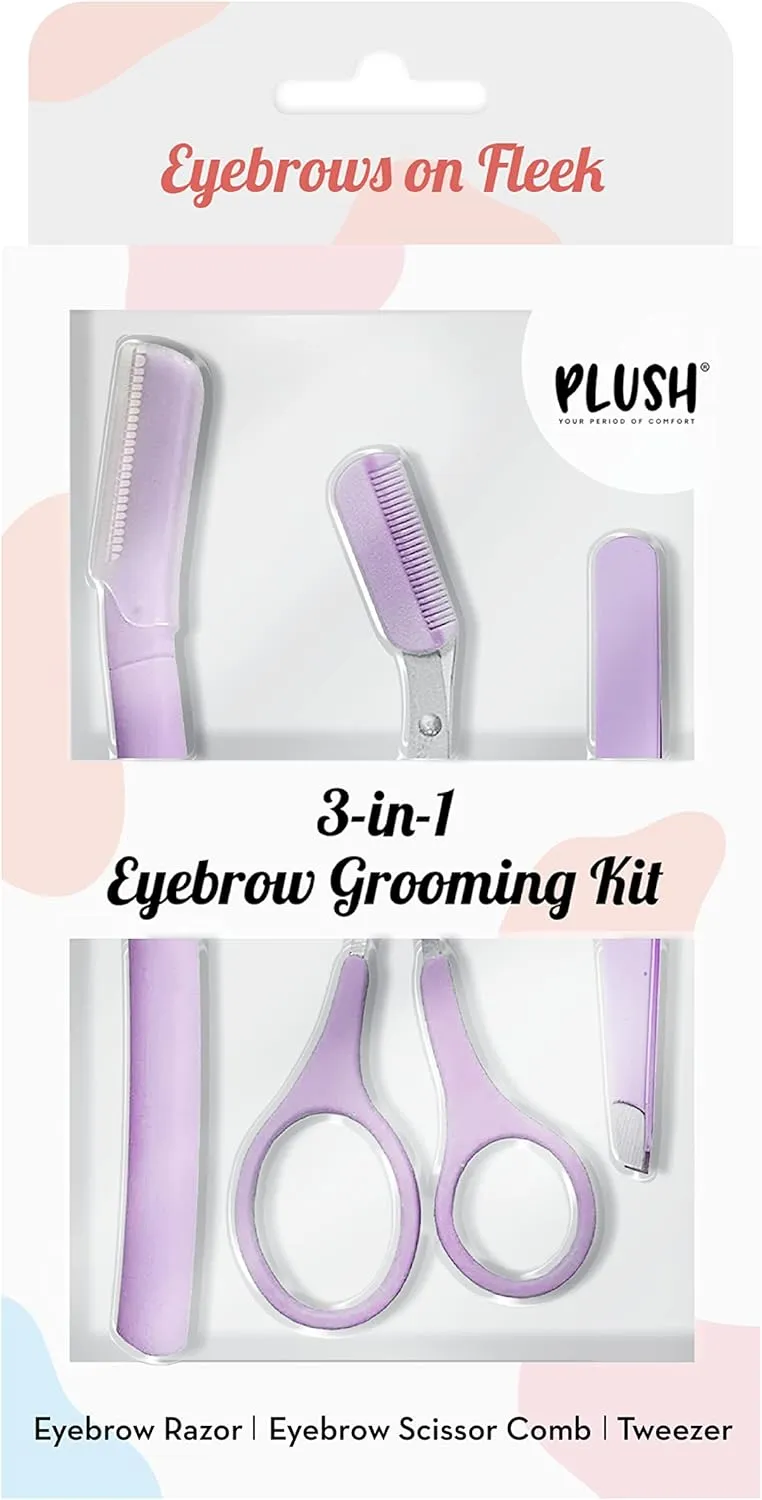 3-in-1 Professional Eyebrow Grooming Kit | Eyebrow Razor | Eyebrow Scissor Comb | Tweezer | for Instant & Painless Hair Removal at Home or On The Go | Precise & Safe Eyebrow Grooming Set