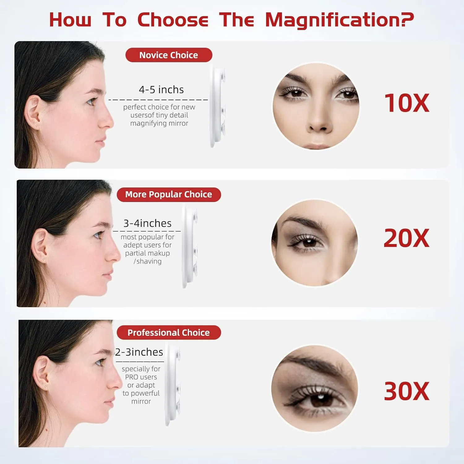 30X Makeup Magnifying Mirror, Round 6inch Travel Magnified Mirror with 3 Suction Cups Mounting, 30X Handheld Travel Magnification and Tweezers Kit - Use for Makeup, Blackhead/Blemish Removal