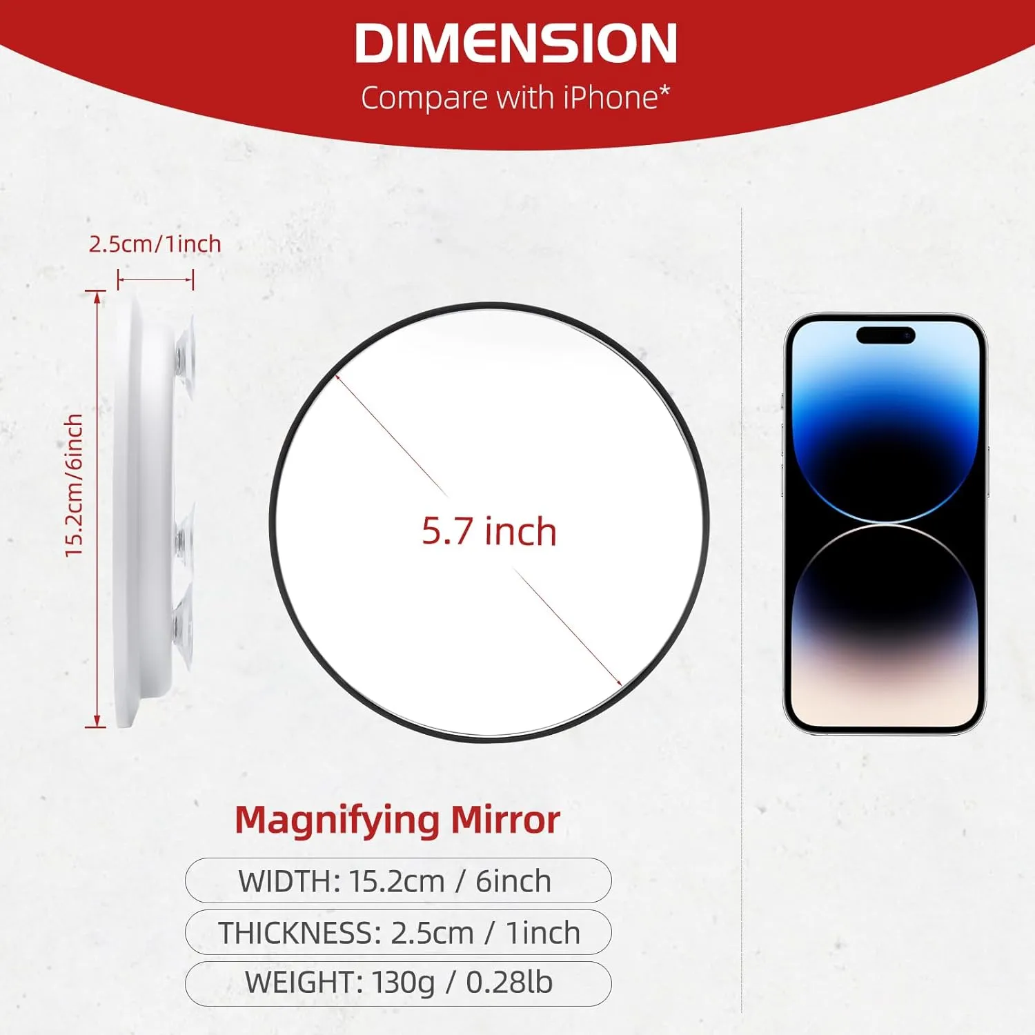 30X Makeup Magnifying Mirror, Round 6inch Travel Magnified Mirror with 3 Suction Cups Mounting, 30X Handheld Travel Magnification and Tweezers Kit - Use for Makeup, Blackhead/Blemish Removal