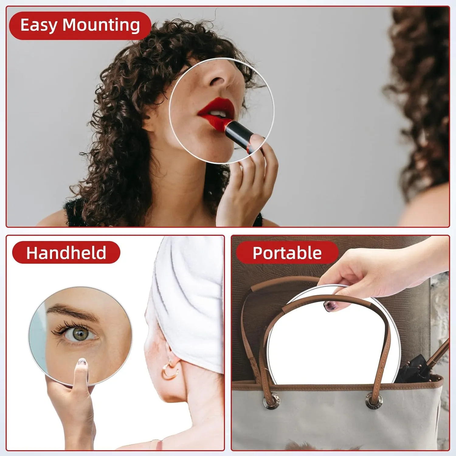 30X Makeup Magnifying Mirror, Round 6inch Travel Magnified Mirror with 3 Suction Cups Mounting, 30X Handheld Travel Magnification and Tweezers Kit - Use for Makeup, Blackhead/Blemish Removal