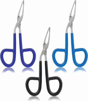3 Pcs Scissors Shaped Eyebrow Tweezers Clip with Easy Scissor Handle, Stainless Steel Scissor Handle Tweezers Flat Straight Tip Tweezers Brow Hair Plucker Remover, Men Women (Black, Blue, Sky Blue)