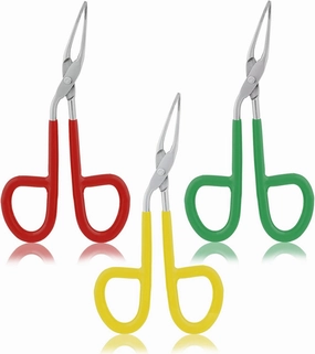 3 Pcs Scissors Shaped Eyebrow Tweezers Clip with Easy Scissor Handle, Stainless Steel Scissor Handle Tweezers Flat Straight Tip Tweezers Brow Hair Plucker Remover, Men Women (Yellow, Red, Green)