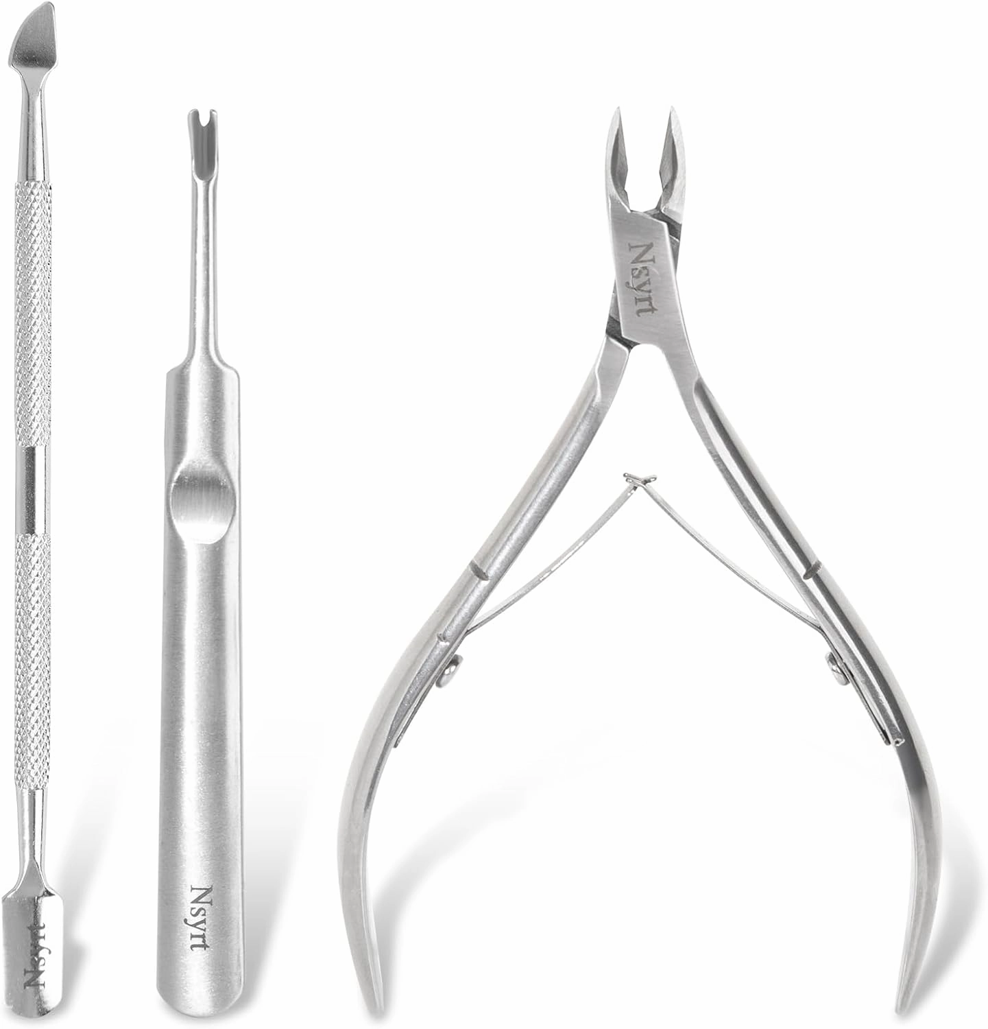 3 Pieces Cuticle Trimmer,Hangnail Remover Tweezer Pusher,Professional Cuticle Nippers,Stainless Steel Cuticle clippers, Pedicure Manicure Tool Double Spring