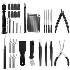 3D Printer Tools Kit Essential 52pcs, 3D Printer Tool Kit,Model Tools Kit,3D Printer Accessories,Deburring Tool for Model Building,Smoothing,Remove, Deburring, Craving, Drilling,Finishing