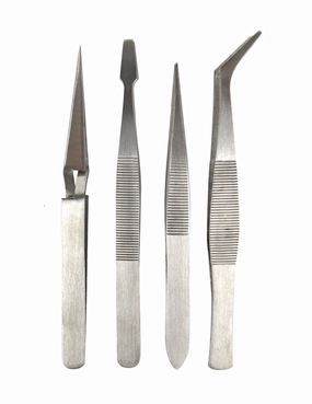 4-Piece Stainless Steel All-Purpose Tweezer Set
