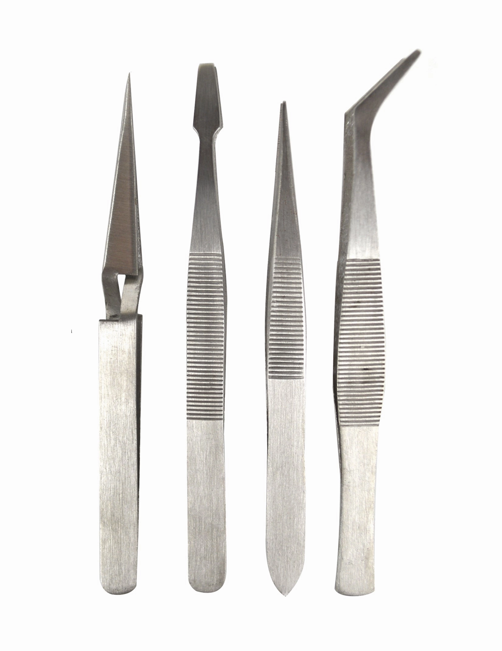 4-Piece Stainless Steel All-Purpose Tweezer Set
