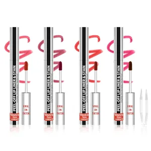 4pcs Lip Stain Peel Off - Lip Liner Stain Long Lasting Waterproof with Tweezer,2-in-1 Lip Liner Matte,Natural Finish,Non-Stick Cup,Stay On All Day,Perfect for Gift(Cocoa Rose Nude Mauve)