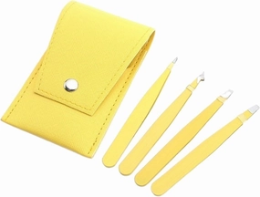 4Pcs Eyebrow Tweezer Colorful Fine Hairs Stainless Steel Slanted Brow Clips Makeup Tools (Color : White, Size : 1SIZE) (Yellow 1SIZE)