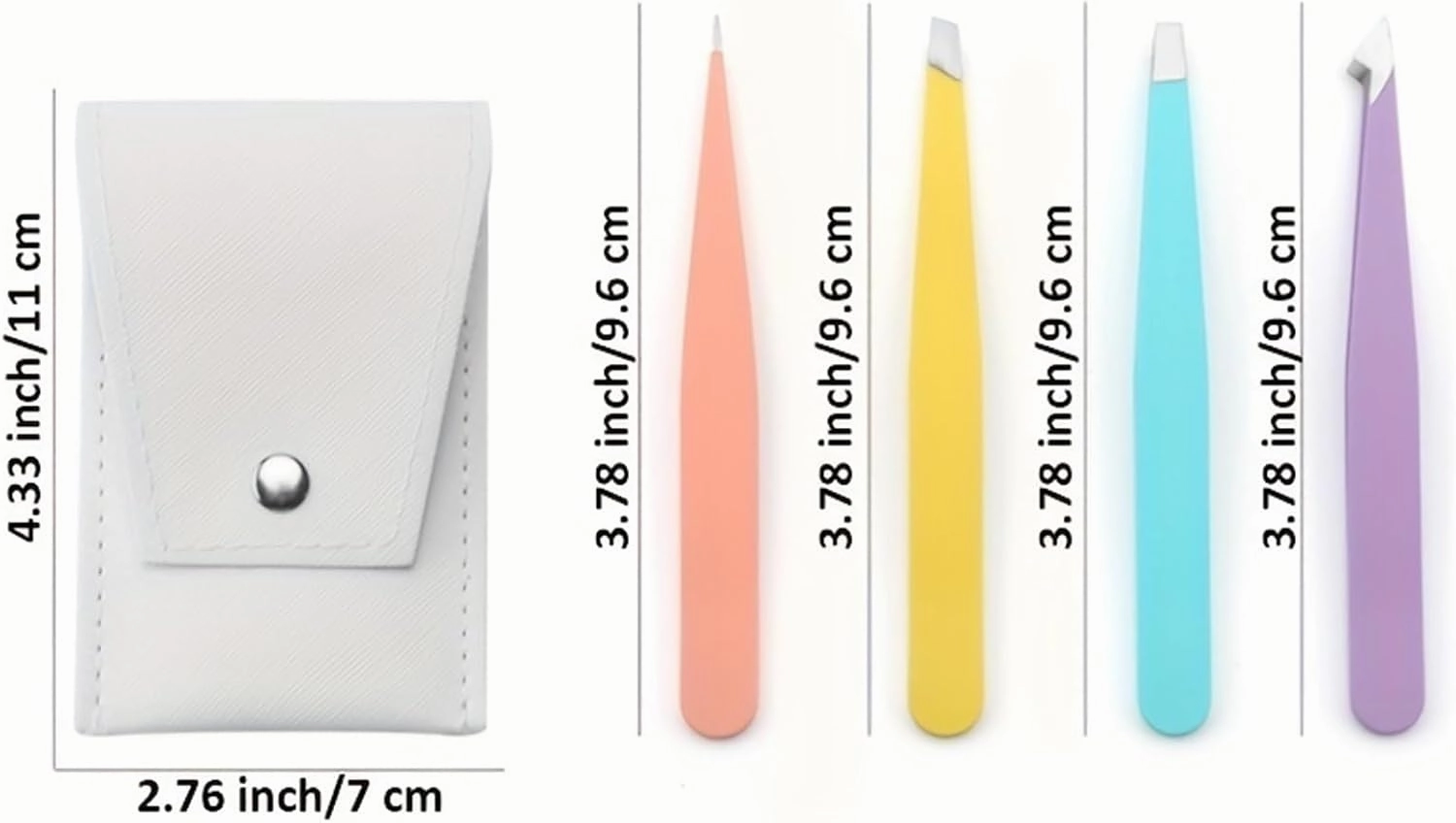 4Pcs Eyebrow Tweezer Colorful Fine Hairs Stainless Steel Slanted Brow Clips Makeup Tools (Color : White, Size : 1SIZE) (Yellow 1SIZE)