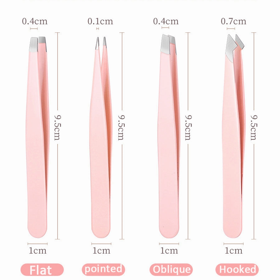 4Pcs Multicolored Eyebrow Tweezers Set
