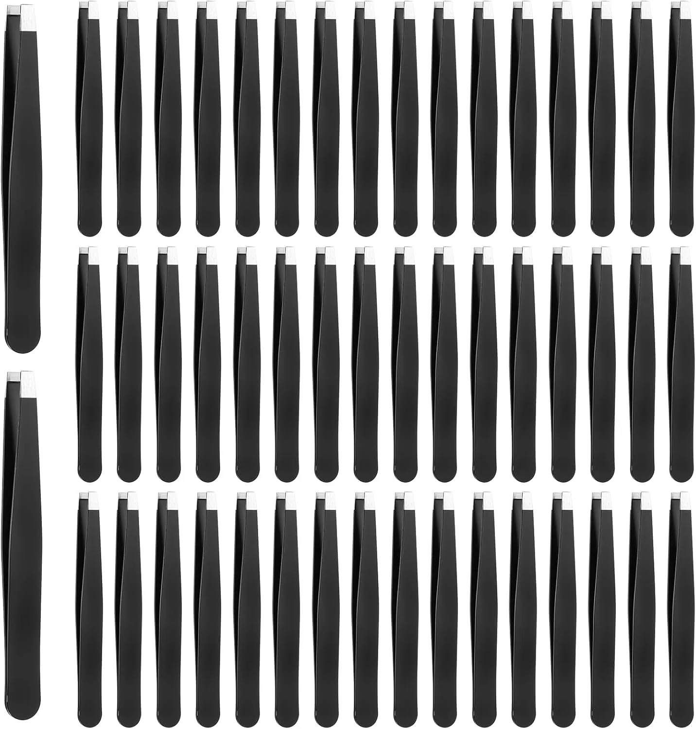 50 Pcs Eyebrow Tweezers Stainless Steel Slanted Tip Tweezers Inward Growing Hair Remover Eyebrow Precision Splinter Kit Suitable for Women and Men Leg Facial Skin