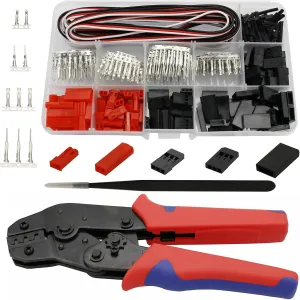 50 Sets JST Servo Connectors Male Female Crimp Pin and Cable Kit with Crimping Tool Compatible for Hitec, Futaba, Spektrum Model Airplanes and RC Cars