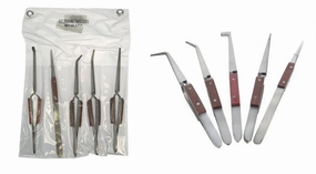 5-Piece Professional Assorted Fiber Grip Soldering Tweezer Set
